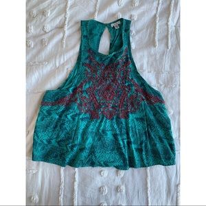 Forest green and dark red boho hippie crop top